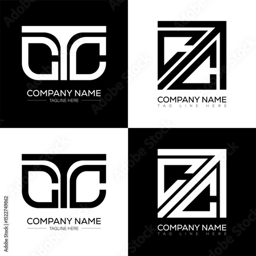 CTC minimalist and classic logo set design. CTC flat and simple style with black and white color variation letter logo set in one artboard.