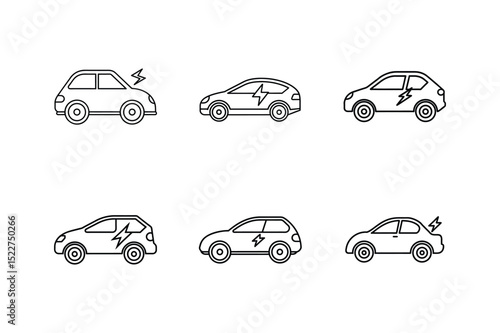 electric car icon line art vector illustration