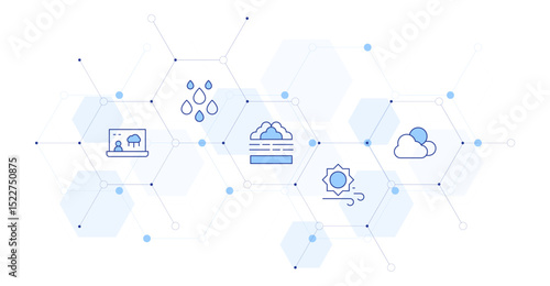 Weather forecast Banner Vector Illustration with Icon Style in Between. Line Duotone icon. Containing. forecaster, rain, foggy, wind, weather