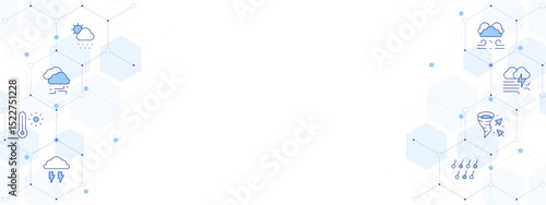Weather forecast Banner Vector Illustration with Two-sided Icon Style. Line Duotone icon. Containing. meteorology, windstorm, thermometer, thunder, hail, climate, wind