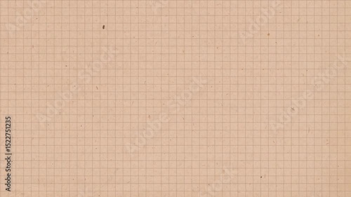 Vintage paper texture stop motion video. Aged old page with checkered grid, stains, grain, dust particles loop animation. Notebook page, memo sheet template backdrop. Empty abstract animated backdrop