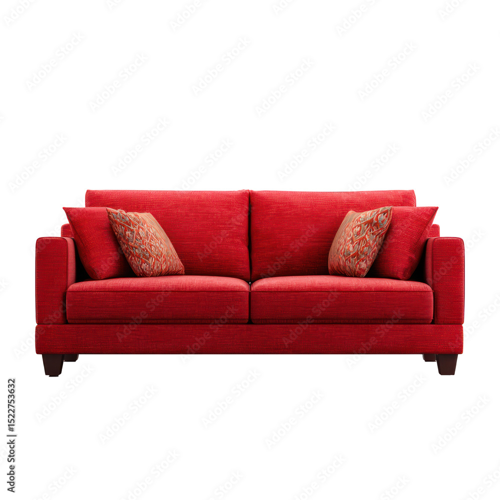 Fototapeta premium red sofa minimalist transparant background