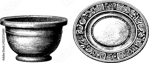 Ancient aztec obsidian artifact engravings for cultural and historical design