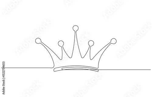 Continuous One line drawing of Crown. Representing monarchy with a basic crown shape, Royal Crown drawing, Royal Crown drawing with one continuous line.