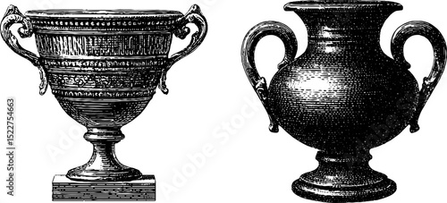 Ancient greek kylix and vase engravings - historical art collection for educational or decorative use