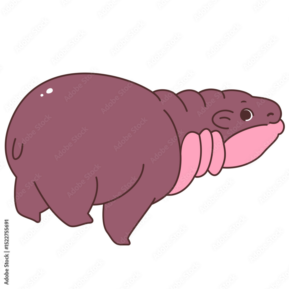 Pygmy Hippo Cartoon Character Hand Drawn Illustration Pygmy Hippo Cartoon Character Hand Drawn Illustration