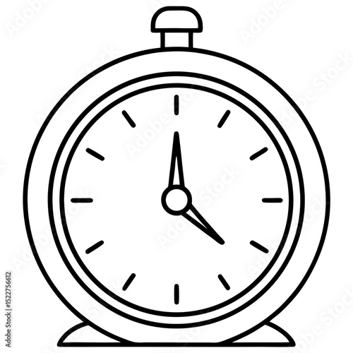 Vintage retro alarm clock vector illustration with black round dial and arrows