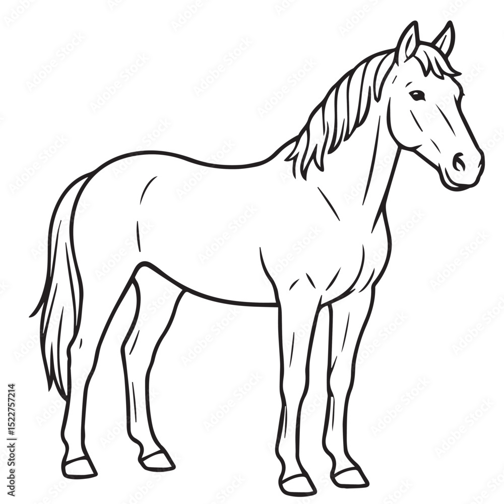Obraz premium A black and white vector image of a horse, featuring clean black outlines and a bold, elegant graphic style.