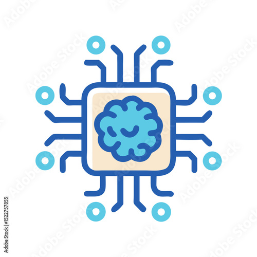 Illustrative graphic of a brain within a microprocessor design  