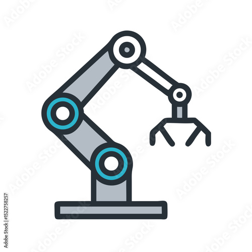Robotic arm with grabber attachment in industrial design style  