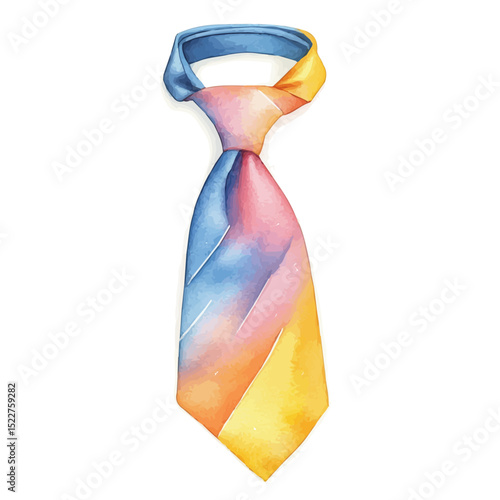 Necktie, watercolor vector, high quality, isolated on a white background.