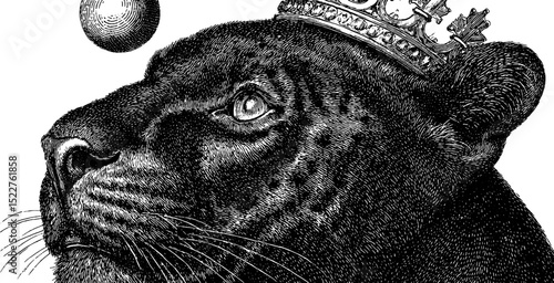 Regal panther portrait with crown for artistic and design use