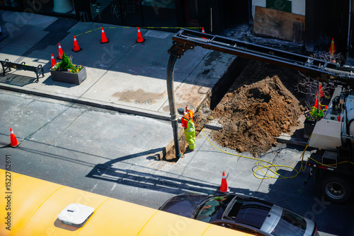 installation of underground electric cable in the city to the restaurant