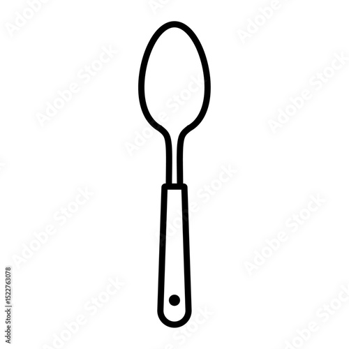 シンプルなスプーンの線画ベクター素材、白背景のモノクロアイコン風イラスト｜スプーン,食器,カトラリー