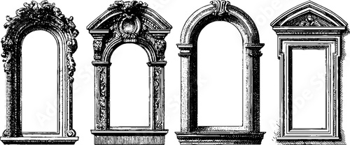 Elegant rococo window frames and decorative baroque designs for artistic inspiration