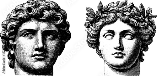 Roman god vulcan engraved illustrations set for historical art and design projects