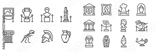 Symbols of cultural heritage displayed in a modern museum exhibition featuring sculptures, artifacts, and historical art pieces