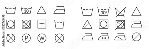 Washing and ironing symbols guide for proper garment care instructions