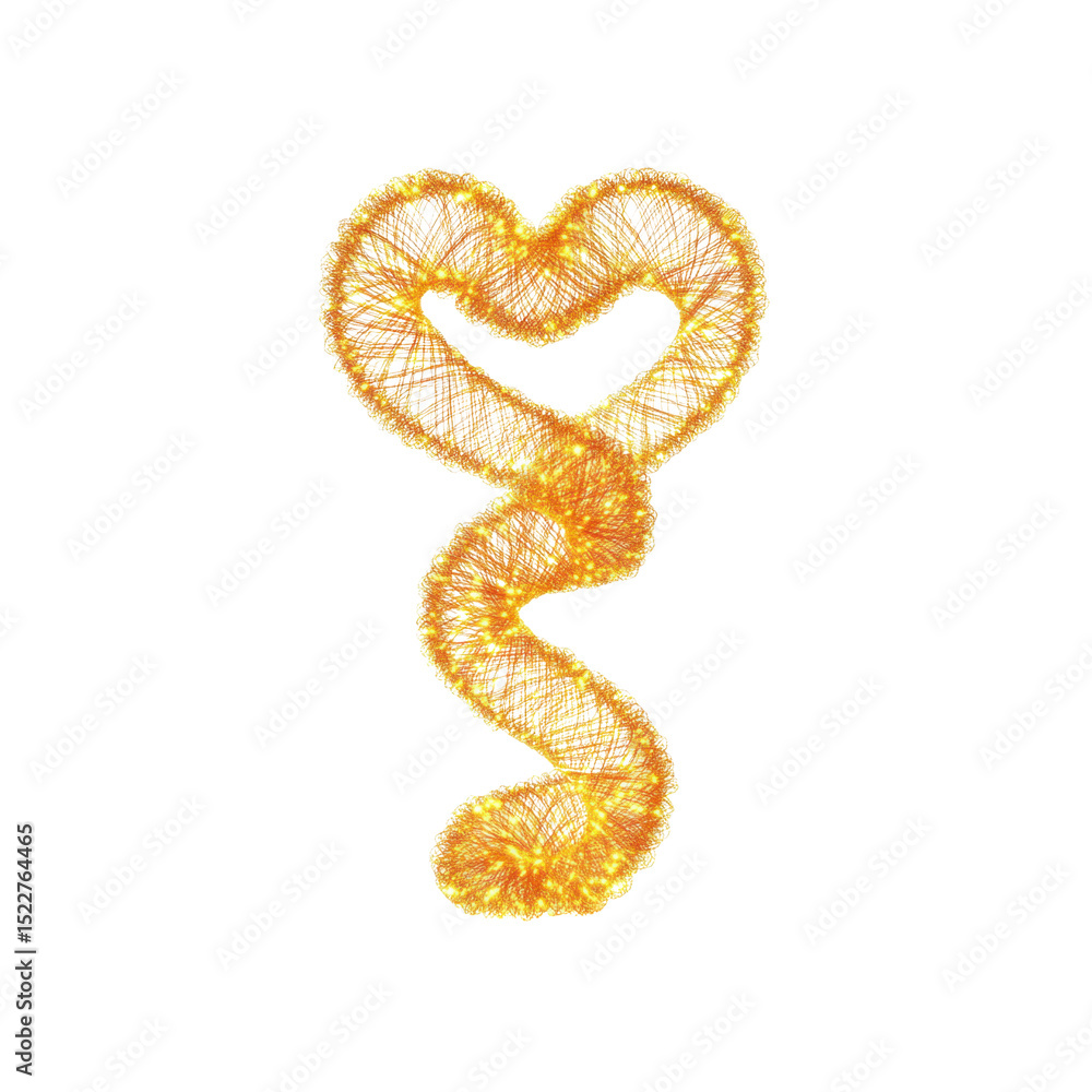 Fototapeta premium Golden Heart-Shaped LED String Lights in a Swirling Design