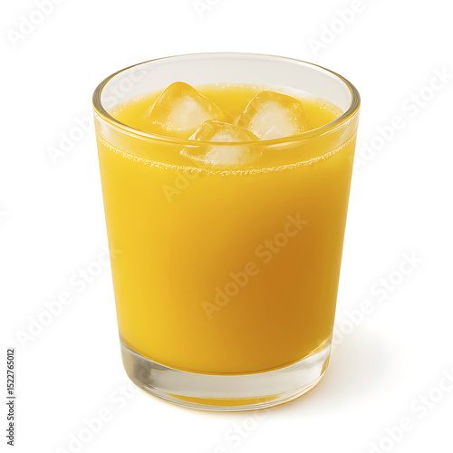 Wallpaper Mural Refreshing Orange Juice Drink with Ice Cubes, Close-Up, White Background, Beverage Photography, Bright and Inviting Torontodigital.ca