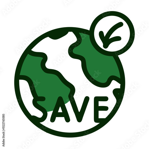 Save the planet icon with green earth illustration  