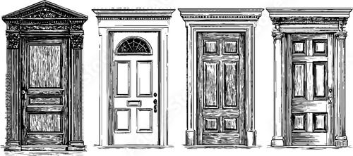 Engraved victorian door illustrations collection