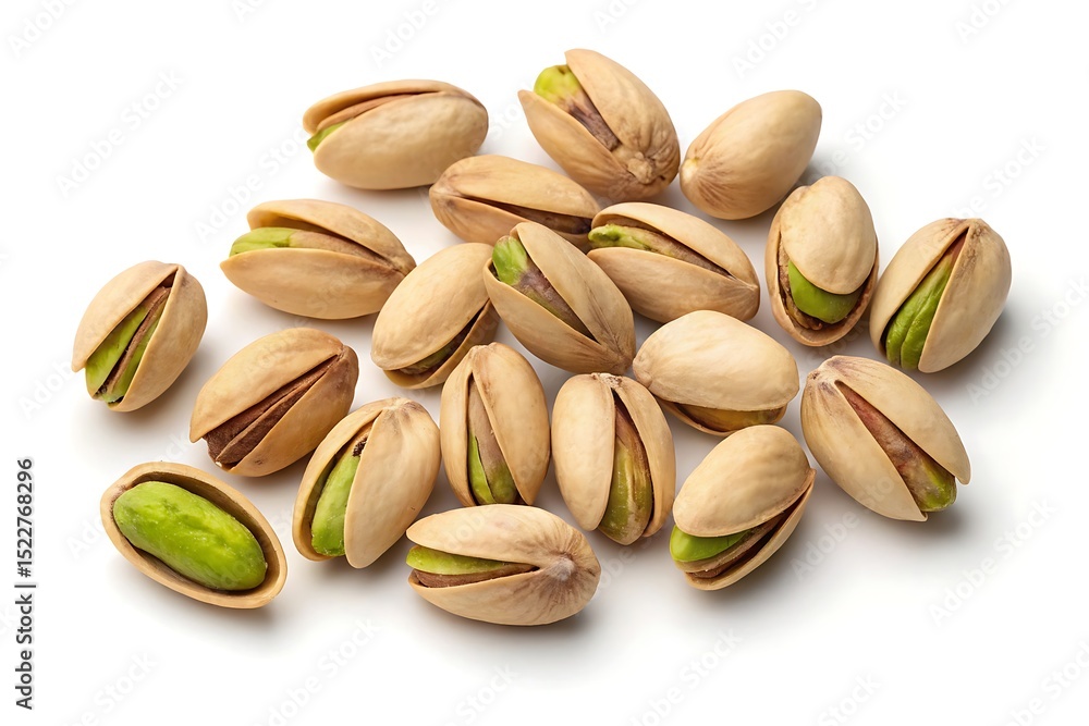 Pile of pistachios isolated on white background, healthy snack Pile of pistachios isolated on white background, healthy snack