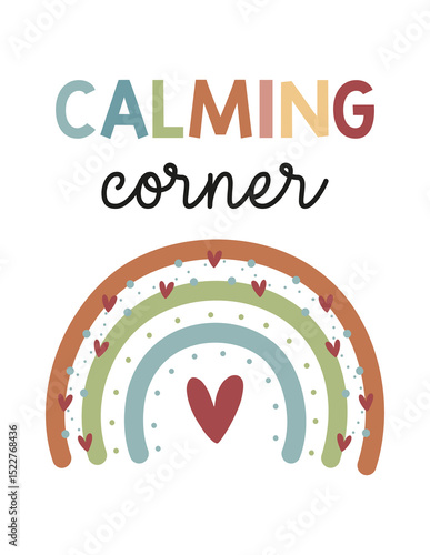 Colorful calming corner with rainbow design promoting relaxation and mindfulness in a cozy space