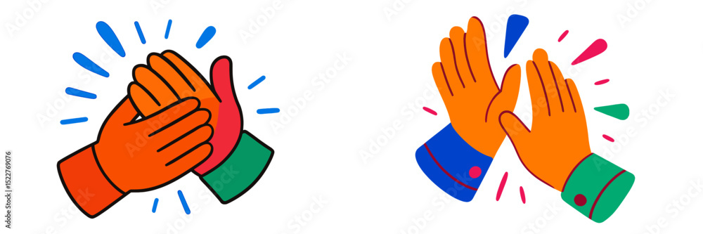 Fototapeta premium Colorful hands clapping together in celebration during a festive gathering showcasing joy and enthusiasm