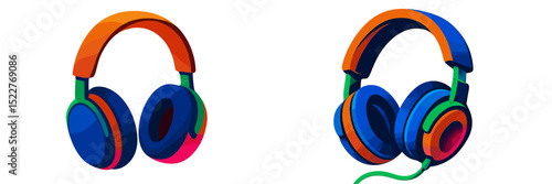 Colorful headphones in a modern design showcasing vibrant hues and playful aesthetics for a fun audio experience