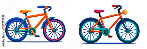 Colorful bicycles displayed side by side in a vibrant design studio during daylight hours