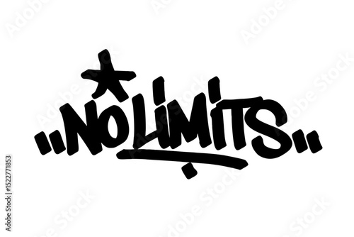 Obraz na plátně Graffiti tag text No Limits in bold urban handstyle