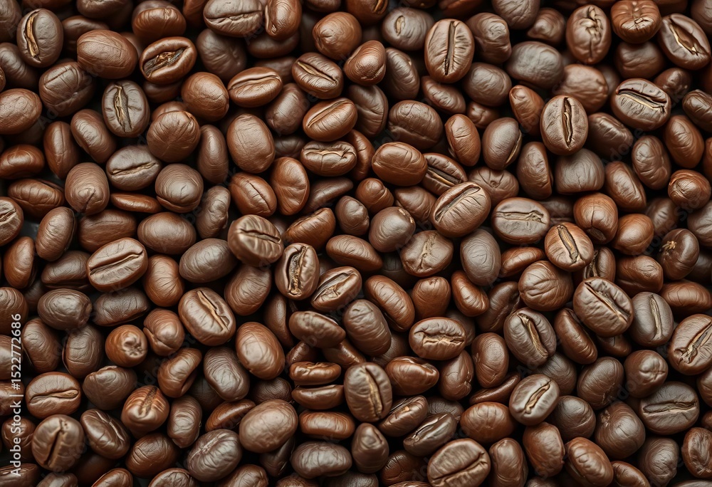 Obraz premium Rich brown seamless texture of roasted coffee beans, close-up grain detail, rich, barista