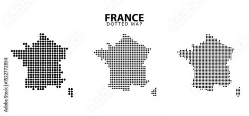 Set of France dotted map vector on white isolated