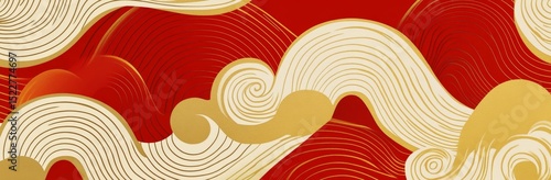 Elegant Oriental Asian background design featuring a 2024 red dragon silhouette for Chinese Lunar New Year seamless pattern