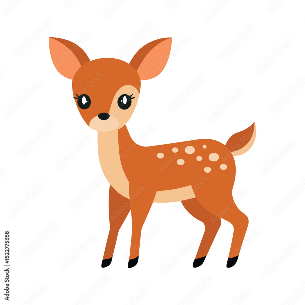 Fototapeta premium Adorable Cartoon Fawn Cute Illustration of a Spotted Deer