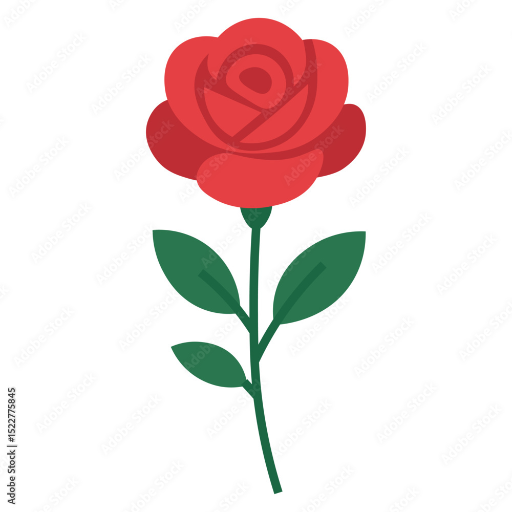 Red Rose Flower Icons – Flat Vector Illustration of Blooming Roses Red Rose Flower Icons – Flat Vector Illustration of Blooming Roses