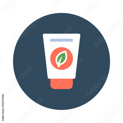 Herbal cream tube with green leaf logo in minimalist design  