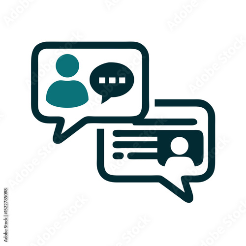 Chat bubbles with user icons and text message in modern design  