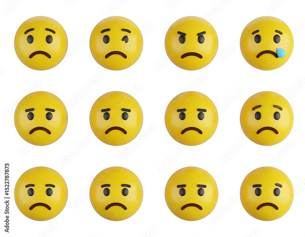 Fototapeta premium Emoji faces, various expressions