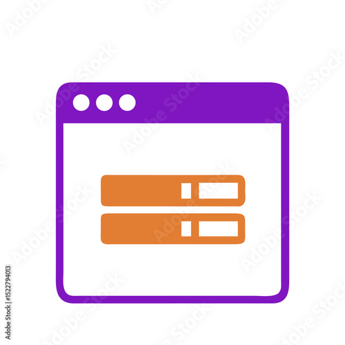 Web hosting icon with server boxes in purple and orange design  