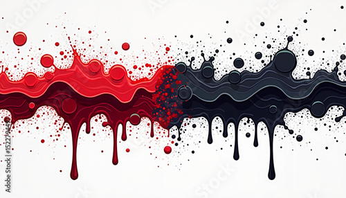 Mirrored patterns for brand design featuring mirrored dripping paint shapes alternating between red and black
