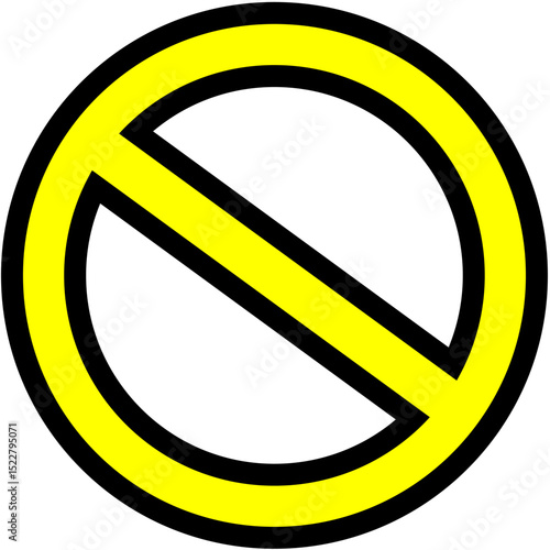 Prohibition Symbol  A Bright Yellow Circle with a Diagonal Slash Graphic