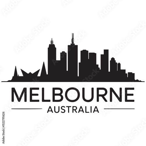 Melbourne skyline horizontal banner. Melbourne, Australia. Vector template for your design. Vector black silhouette. with white background