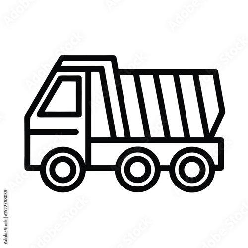 Dump Truck Icon Outline Vector Illustration