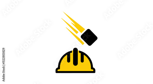 Construction Safety Falling Object Warning Icon - Hazard Prevention Graphic