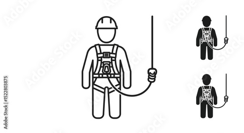 Construction Worker Safety Harness Icon Fall Protection Equipment Illustration