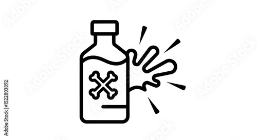 Poison Bottle Spill Dangerous Liquid Icon Illustration