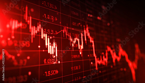 Red Financial Chart on Dark Background