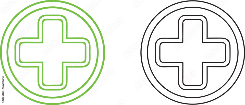 Obraz premium isolated Green medical cross symbol Vector, Green medical cross Silhouette, Green medical cross icon set,Green medical cross for logo, Vector illustration, Vector Graphic, EPS 10 , clip art work